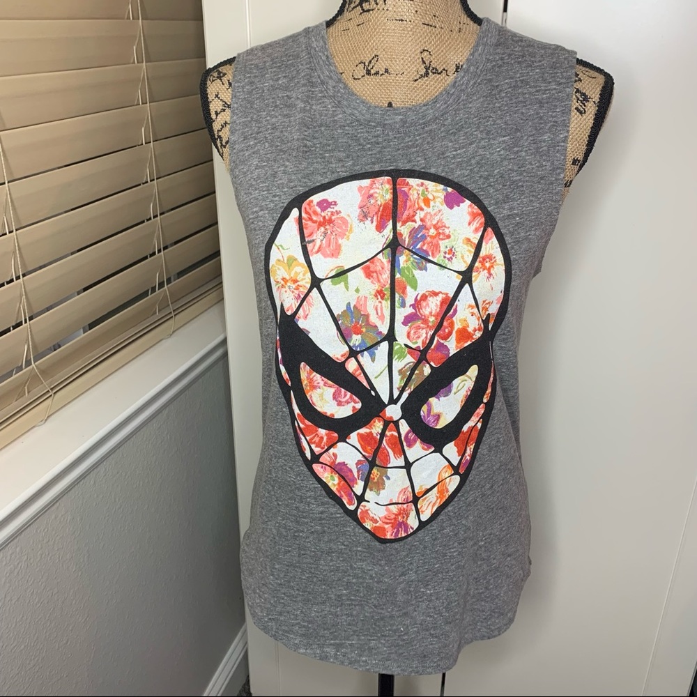 Marvel Floral Spider-Man Graphic Muscle Tank Top